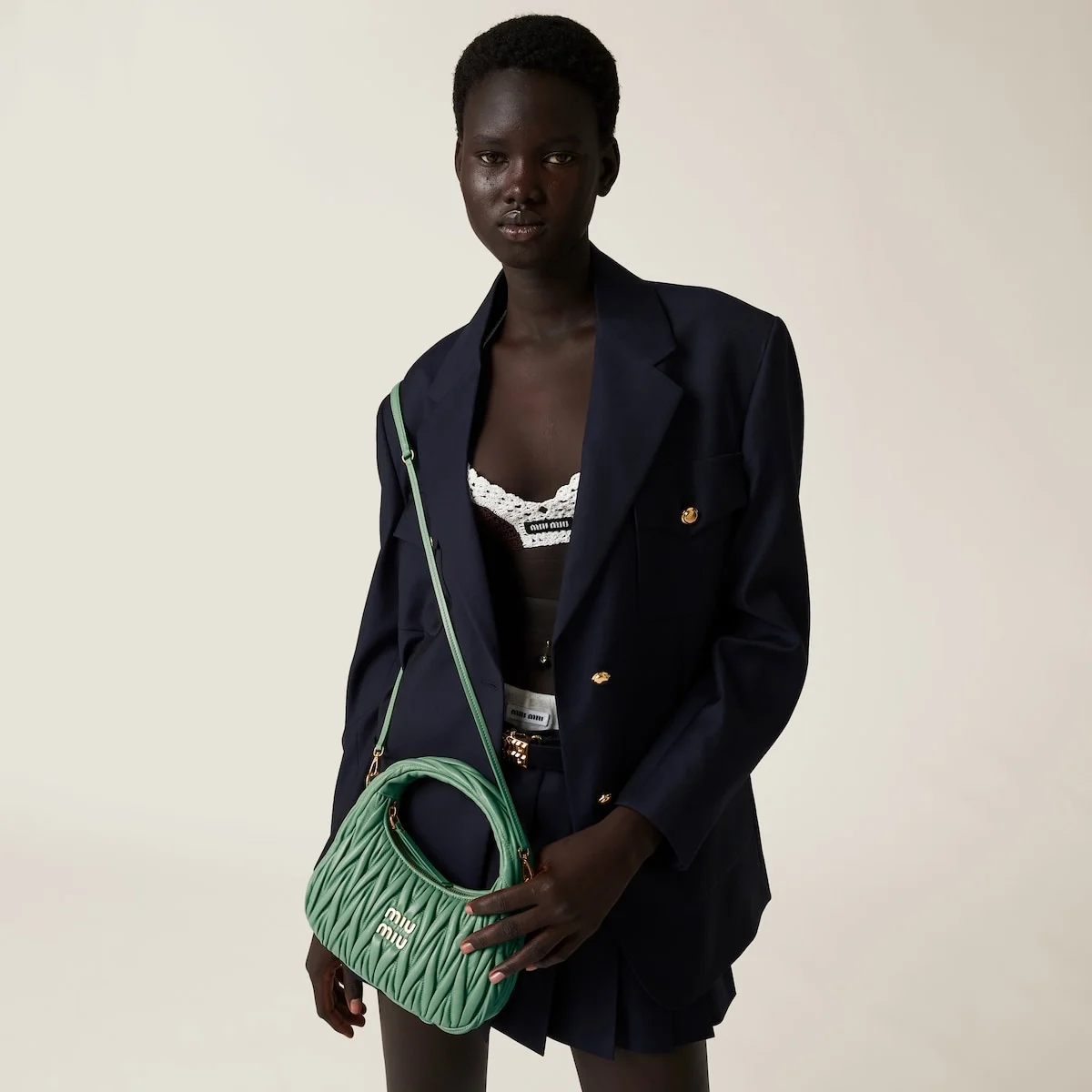 스몰 완더 마테라쎄 나파 가죽 호보백 그린 상세