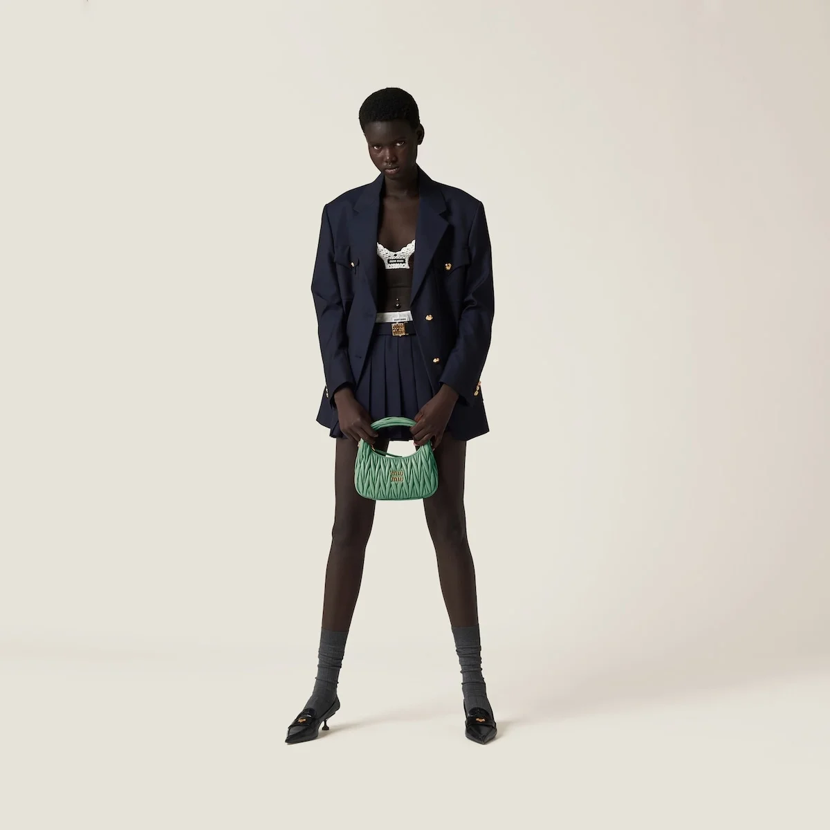 스몰 완더 마테라쎄 나파 가죽 호보백 그린 상세