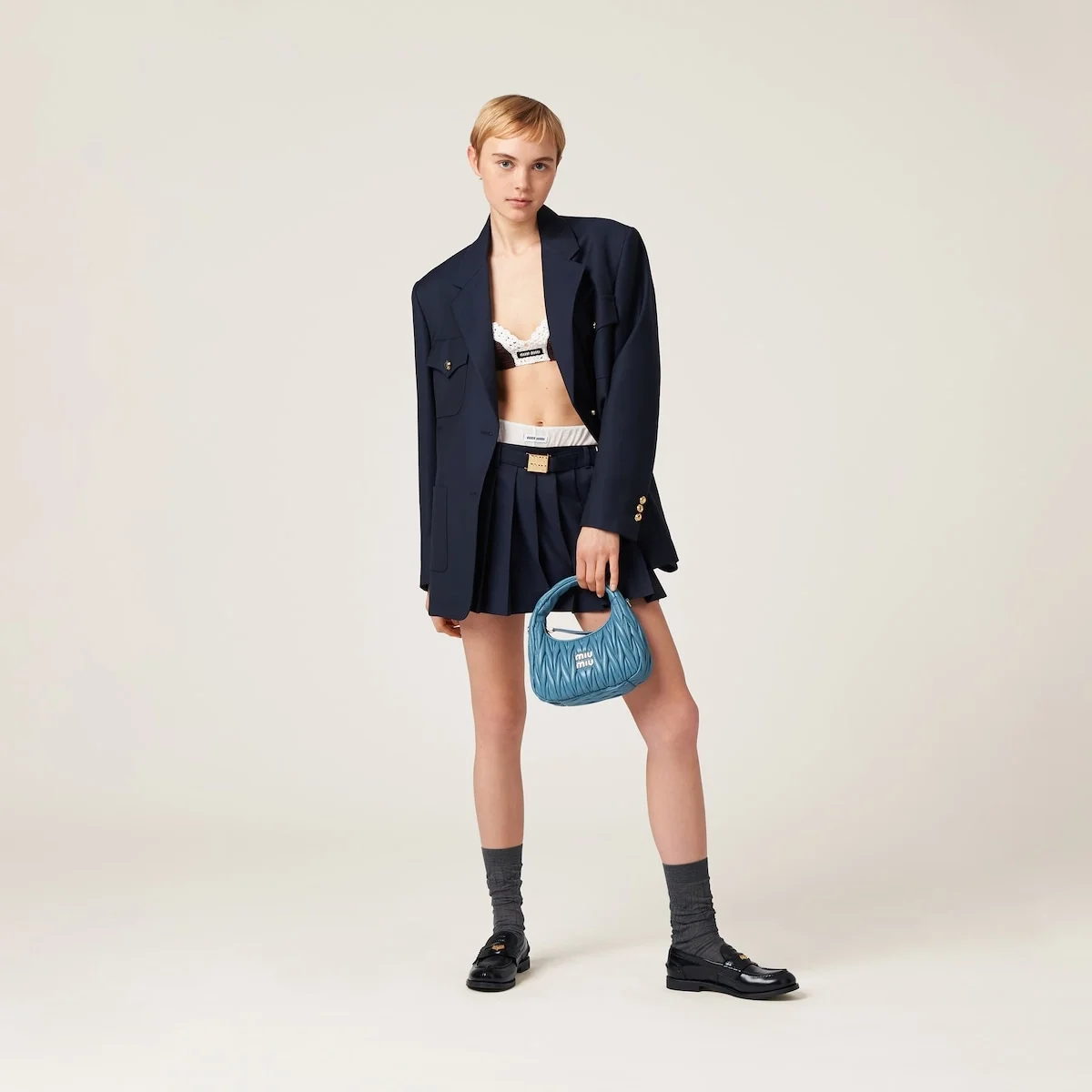 스몰 완더 마테라쎄 나파 가죽 호보백 블루 상세