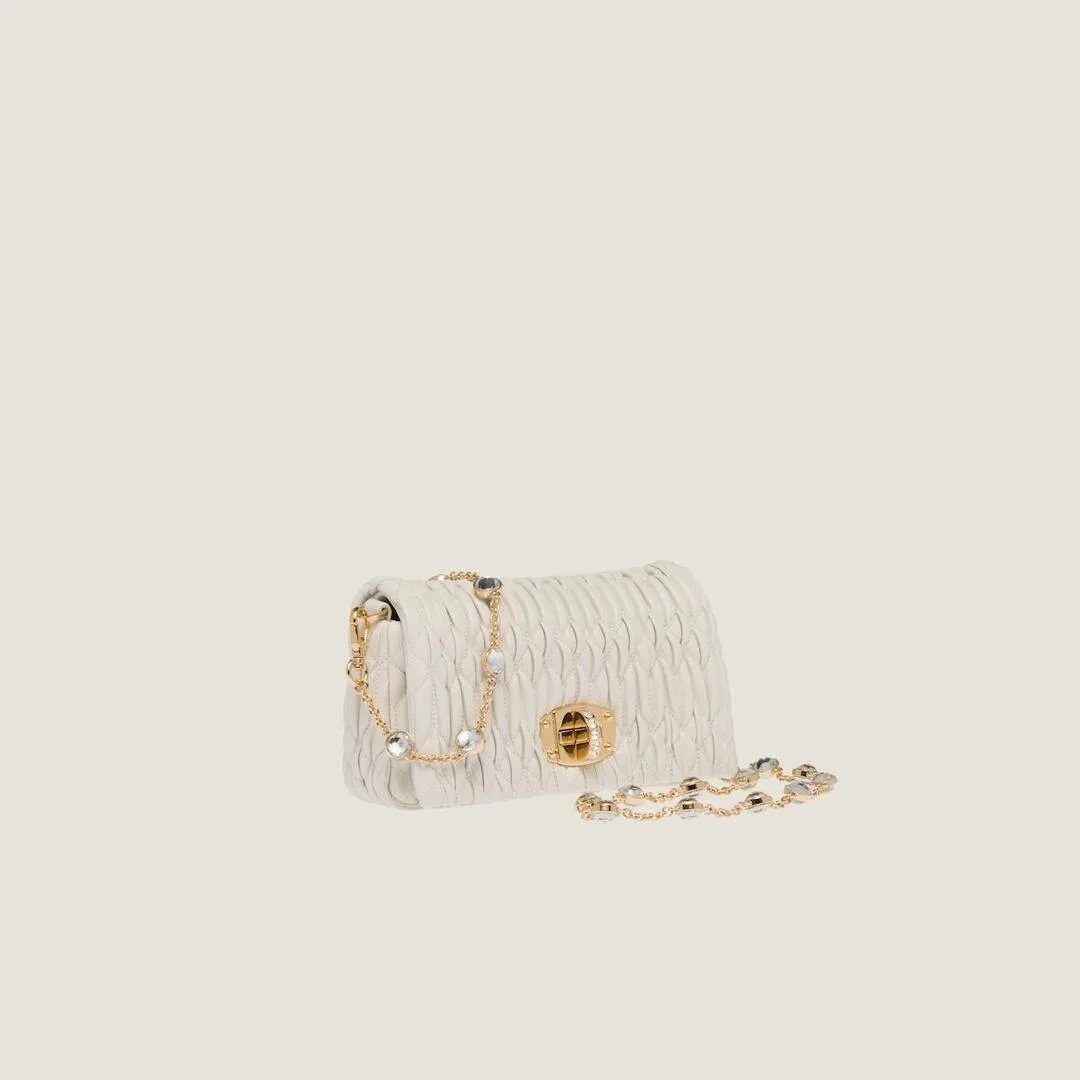 마테라쎄 나파 가죽 크리스탈 미니백 화이트 상세