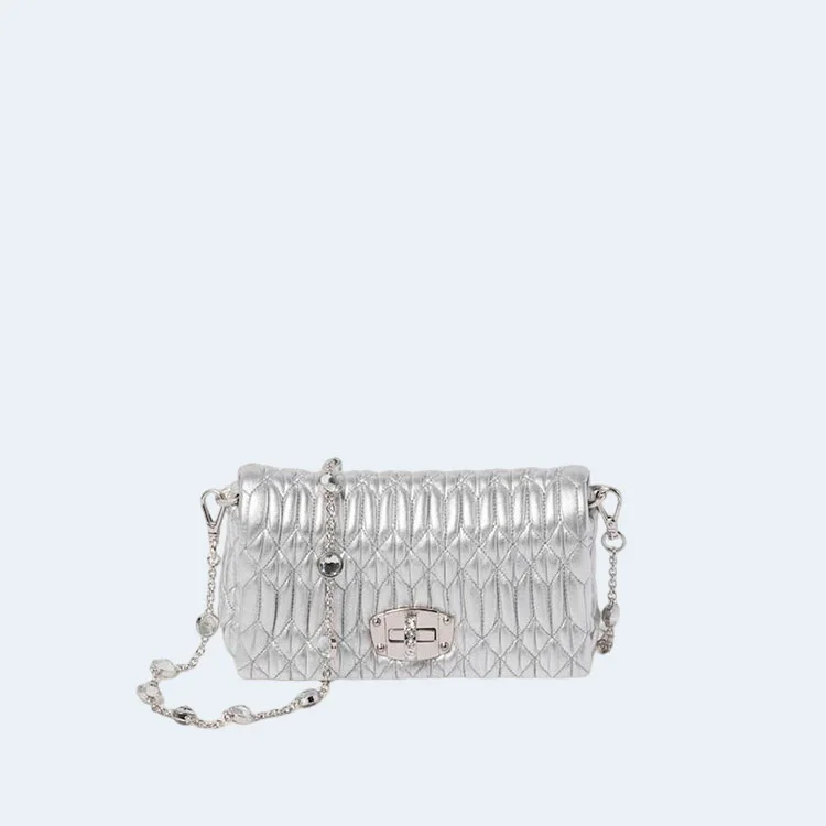 마테라쎄 나파 가죽 크리스탈 미니백 실버 상세