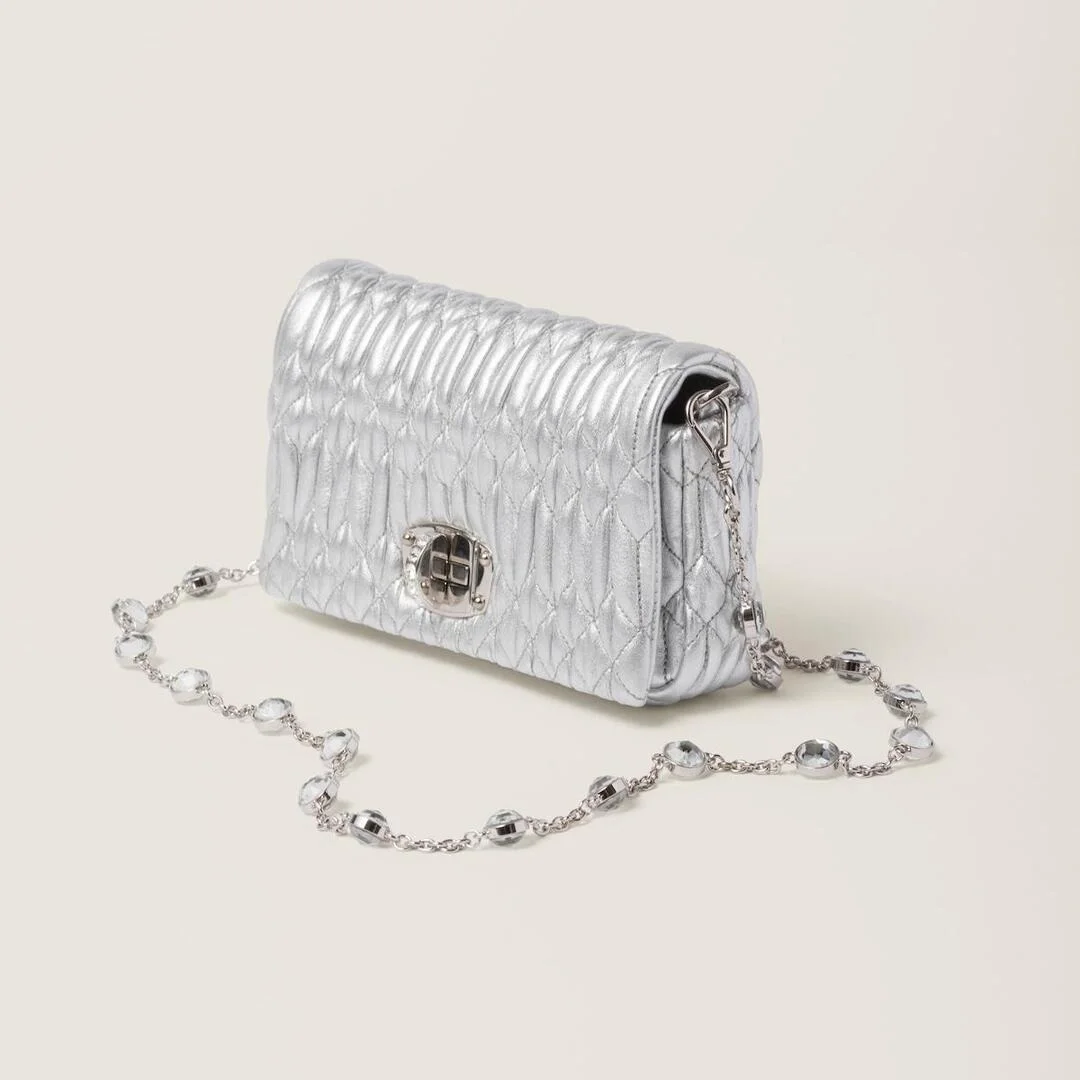 마테라쎄 나파 가죽 크리스탈 미니백 실버 상세