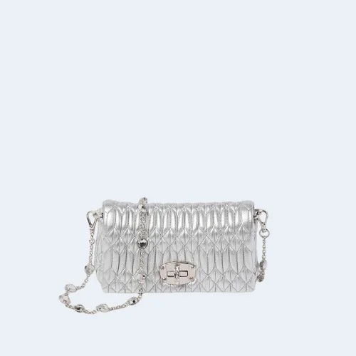 마테라쎄 나파 가죽 크리스탈 미니백 실버