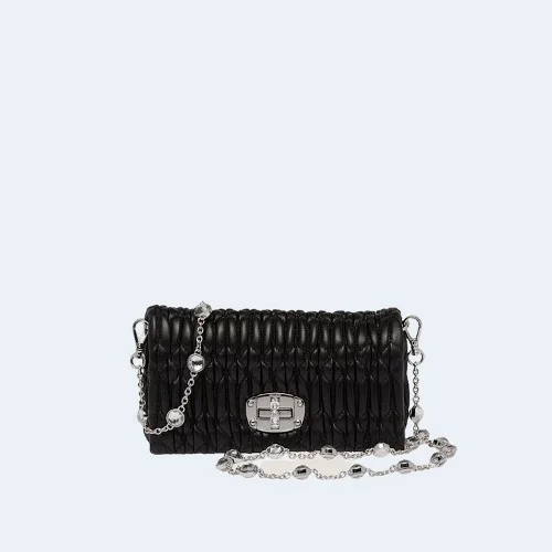 마테라쎄 나파 가죽 크리스탈 미니백 블랙