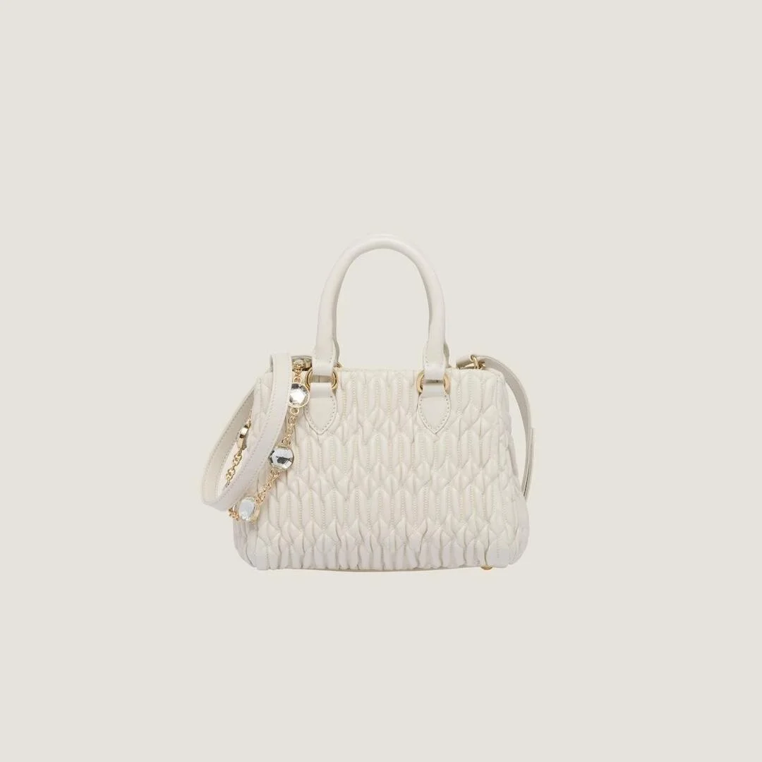 크리스털 나파 가죽 핸드백 화이트 상세
