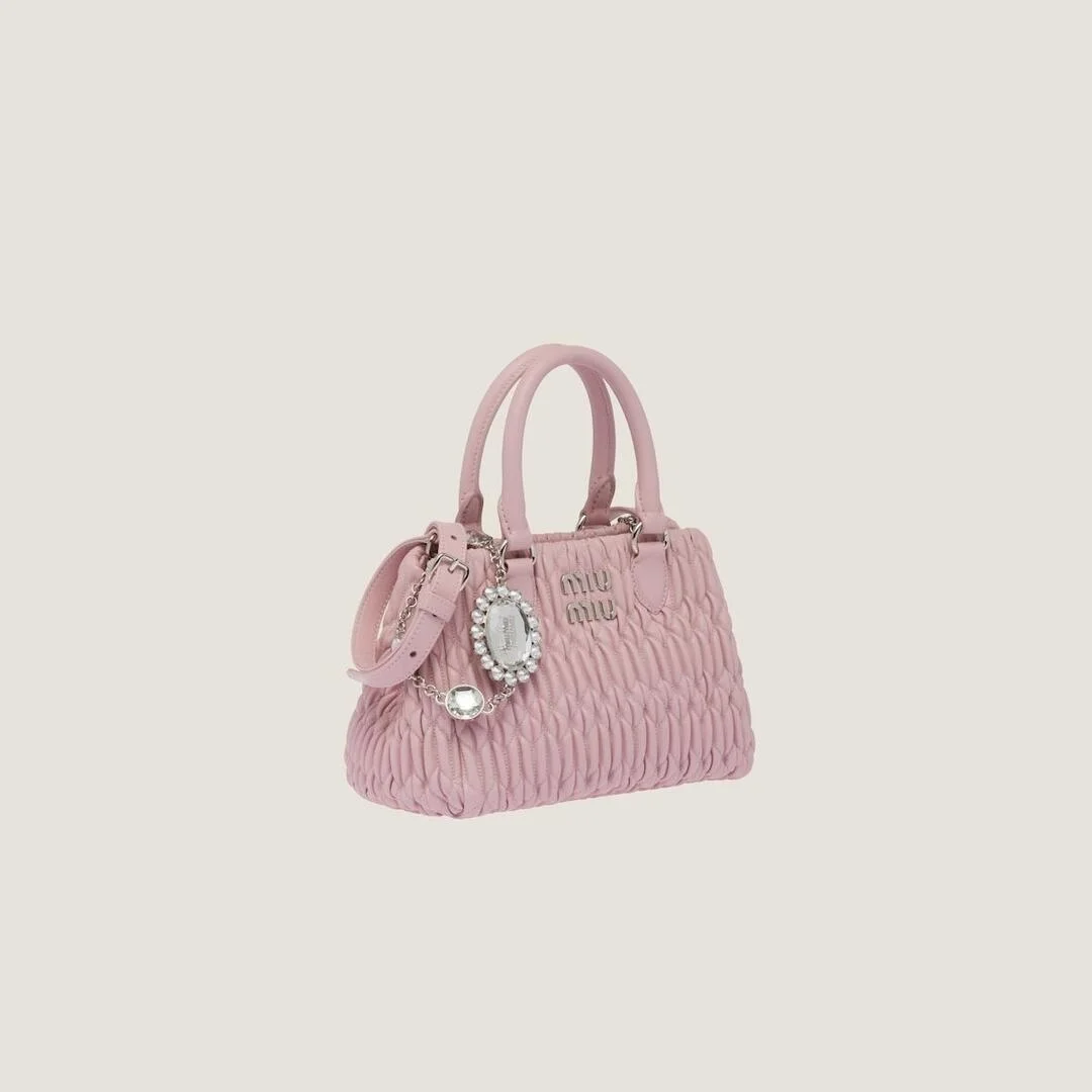 크리스털 나파 가죽 핸드백 핑크 상세