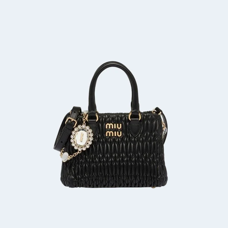 크리스털 나파 가죽 핸드백 블랙 상세