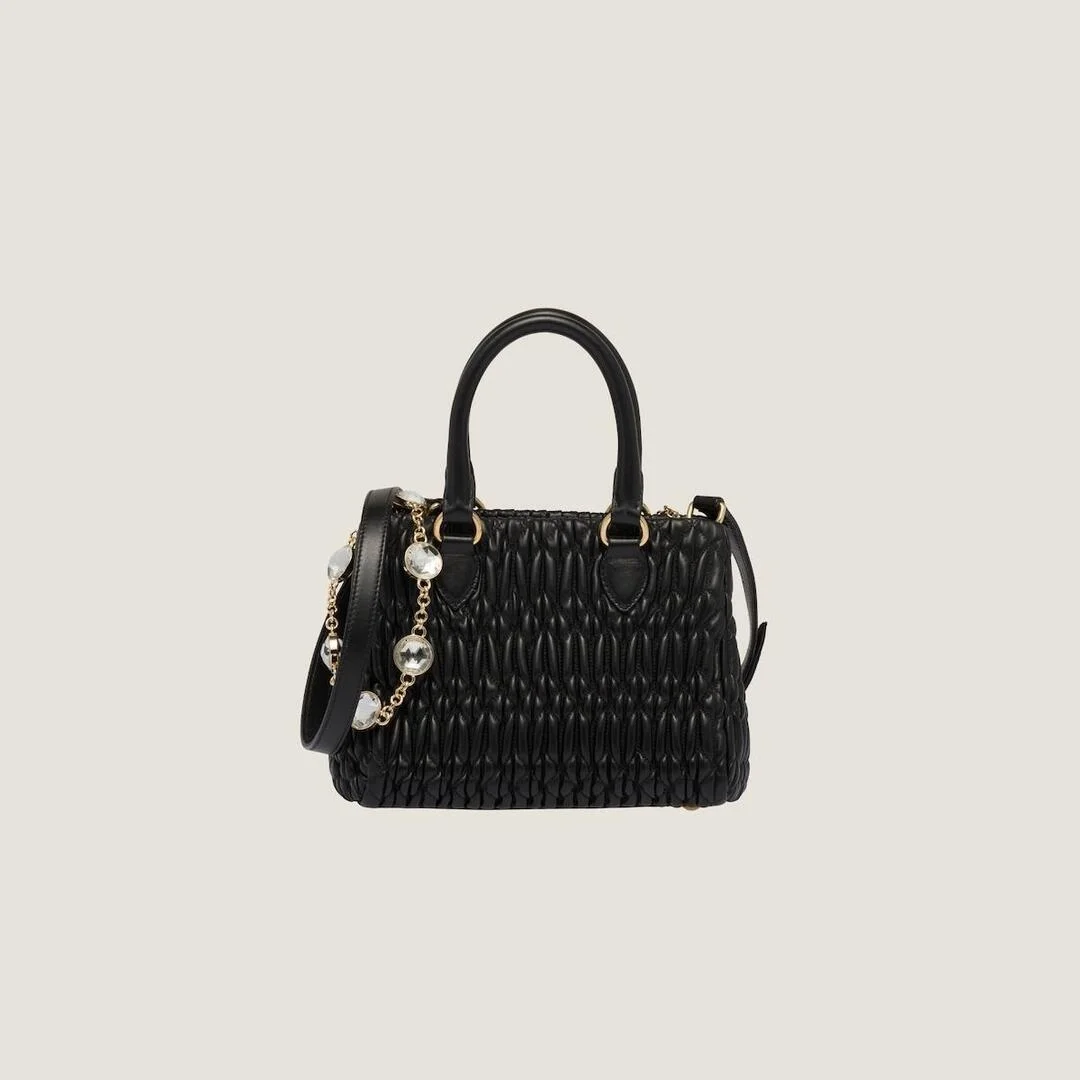 크리스털 나파 가죽 핸드백 블랙 상세