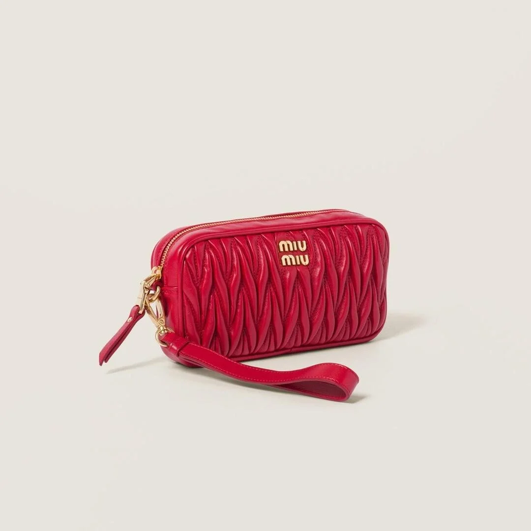 마테라쎄 나파 가죽 파우치 레드 상세