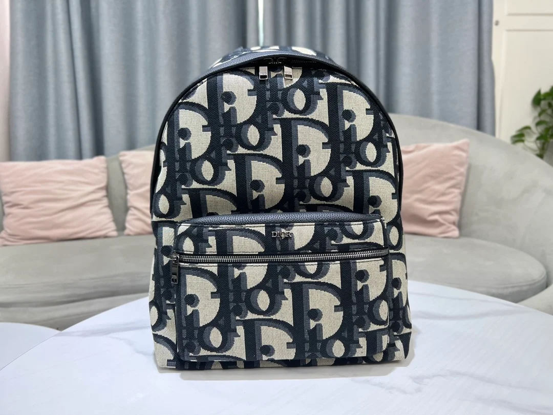 맥시 오블리크 자카드 라이더 백팩 베이지 상세