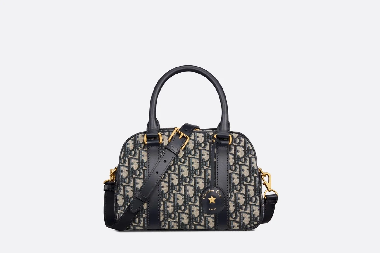 디바이브 블루 오블리크 자카드 미디엄 볼링백 상세