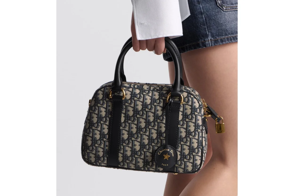 디바이브 블루 오블리크 자카드 미디엄 볼링백 상세