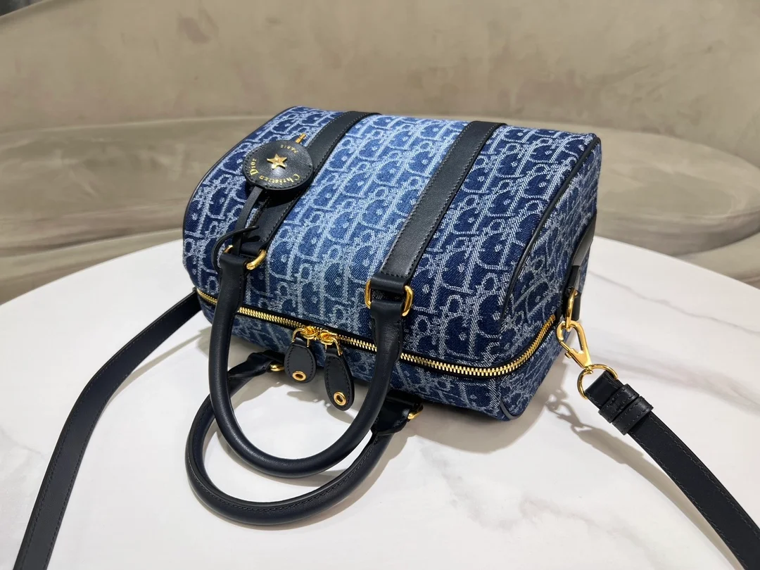 오블리크 자카드 그루브 25 백 데님 블루 상세