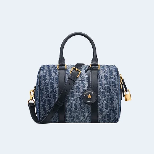 오블리크 자카드 그루브 25 백 데님 블루