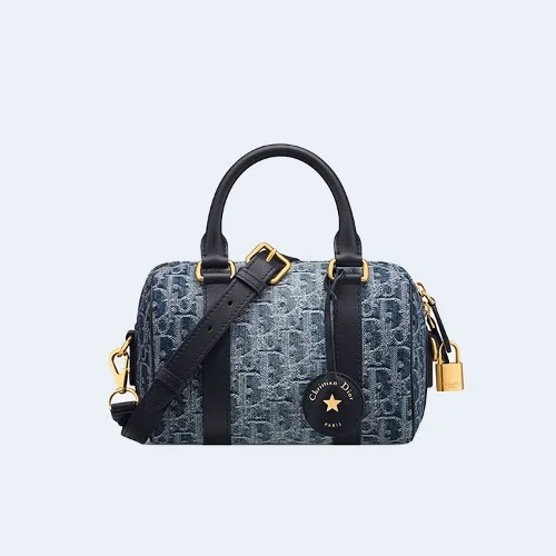 오블리크 자카드 그루브 20 백 데님 블루