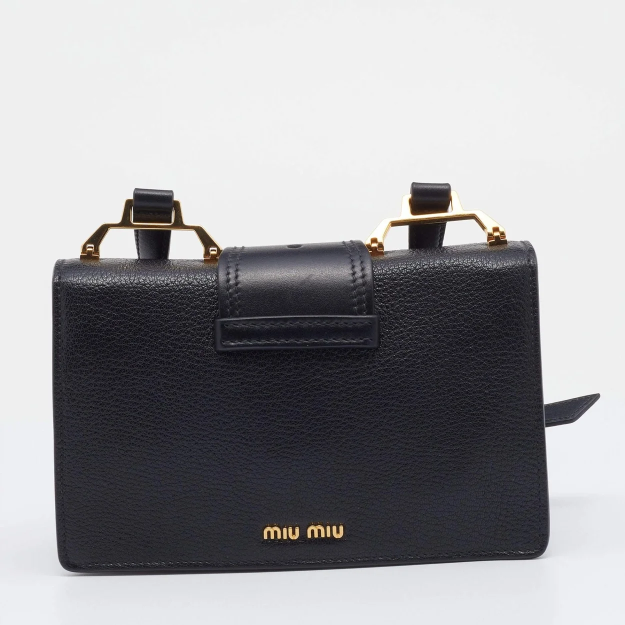 크리스탈 버클 플랩 숄더백 블랙 상세