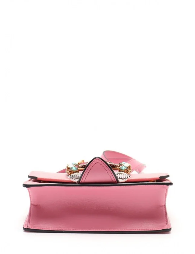 크리스탈 버클 플랩 숄더백 핑크 상세