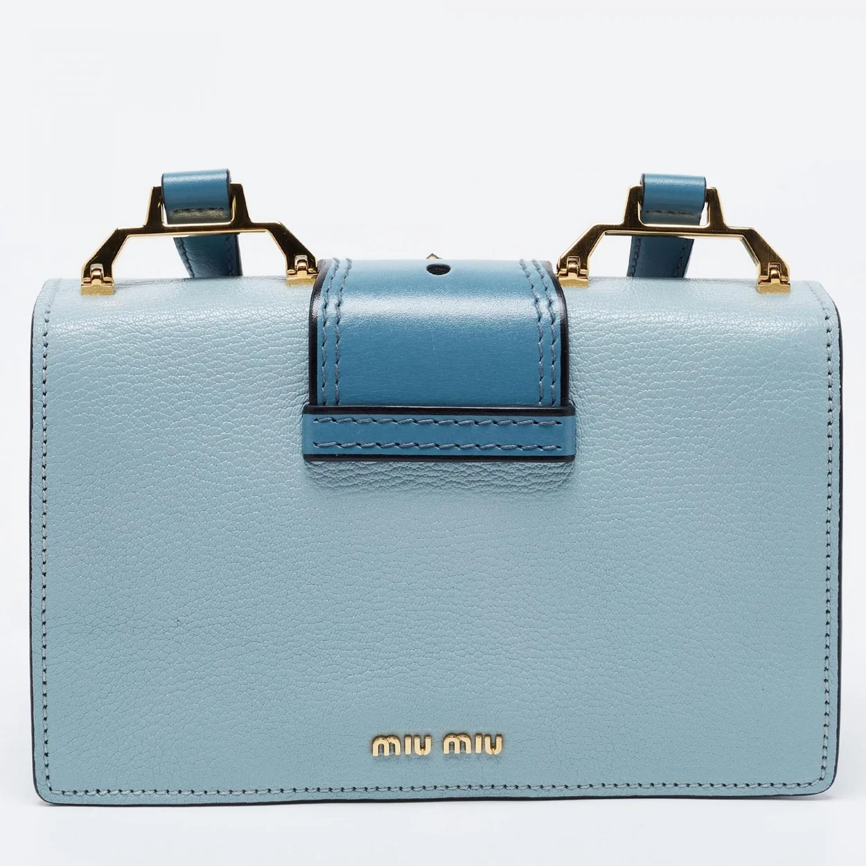 크리스탈 버클 플랩 숄더백 블루 상세