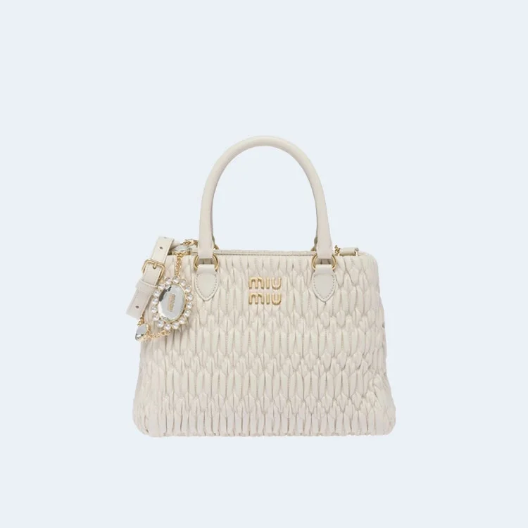 크리스탈 클로케 나파 가죽 핸드백 화이트 상세