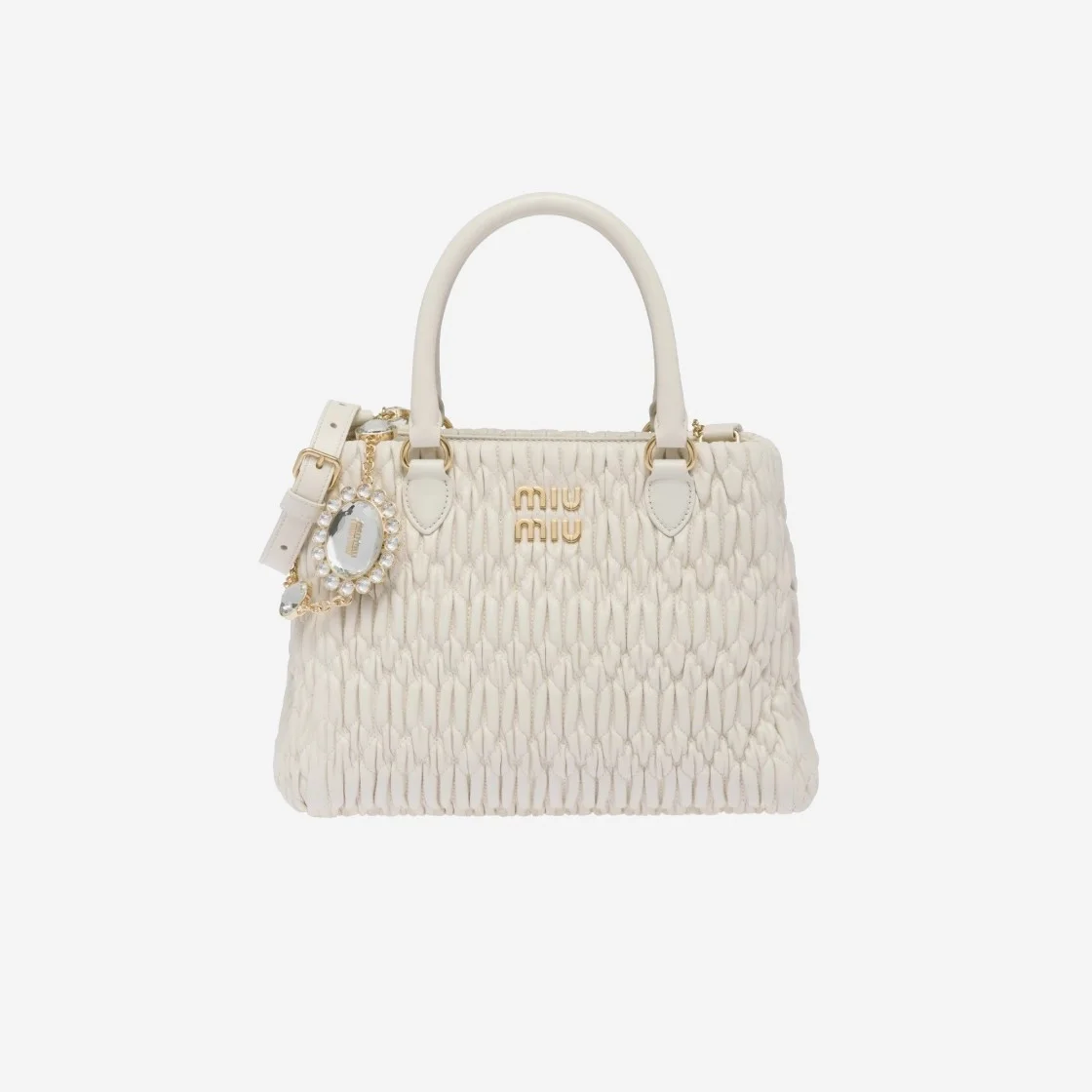 크리스탈 클로케 나파 가죽 핸드백 화이트 상세