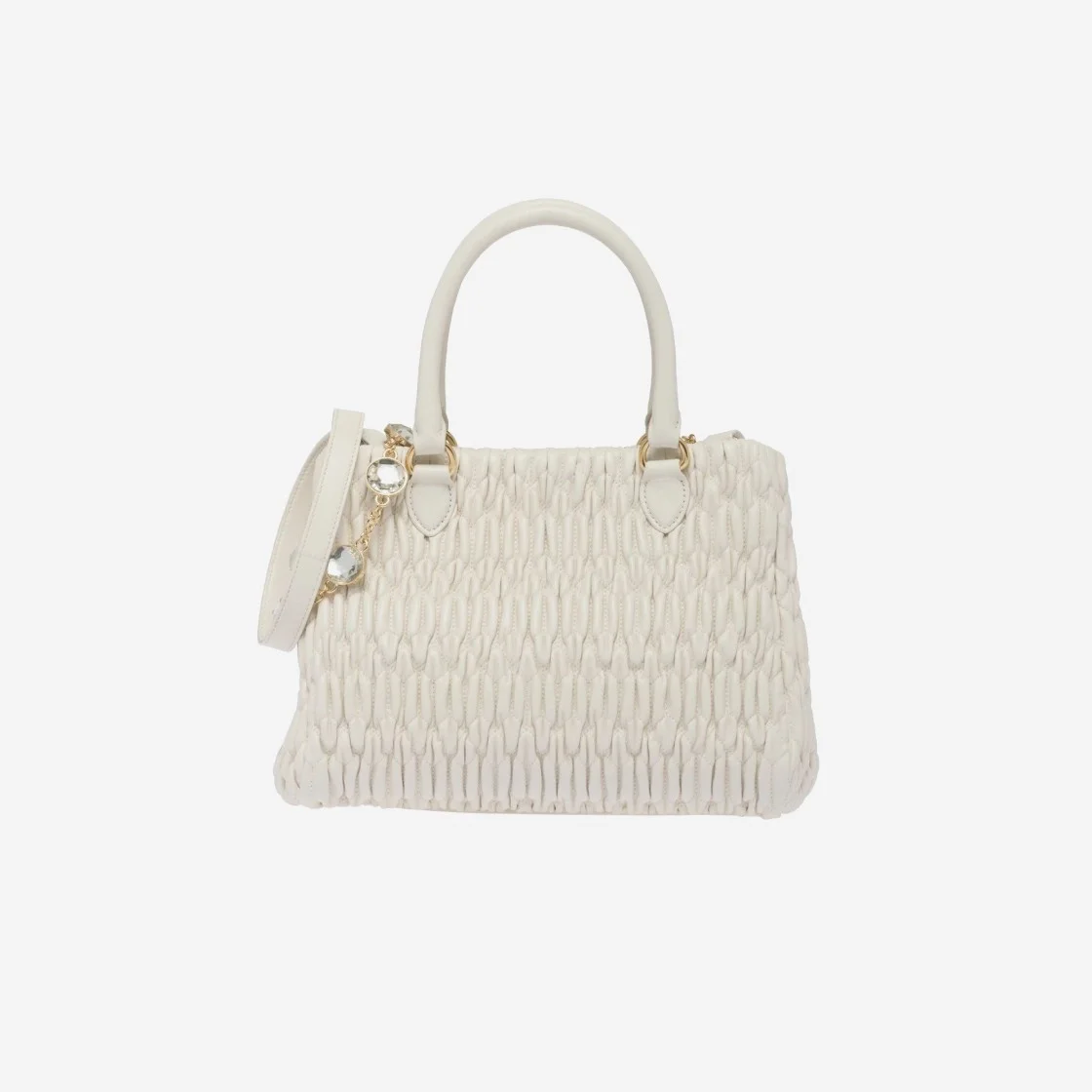 크리스탈 클로케 나파 가죽 핸드백 화이트 상세