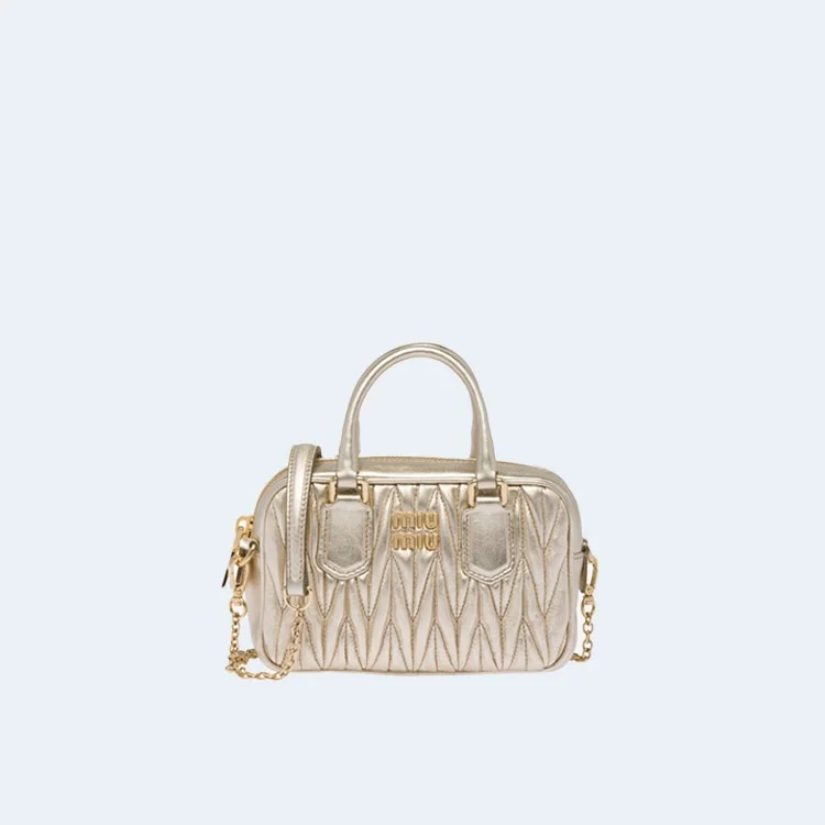 마테라쎄 나파 가죽 탑 핸들 미니백 골드 상세