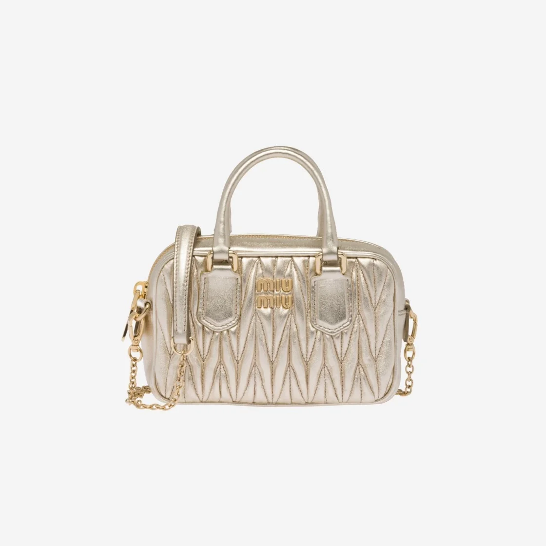 마테라쎄 나파 가죽 탑 핸들 미니백 골드 상세