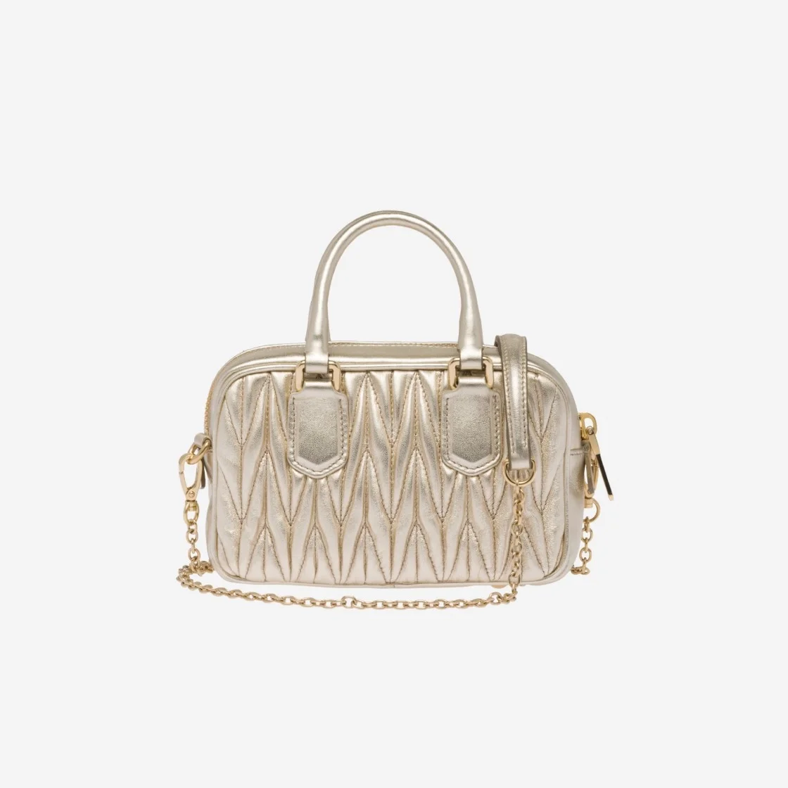 마테라쎄 나파 가죽 탑 핸들 미니백 골드 상세