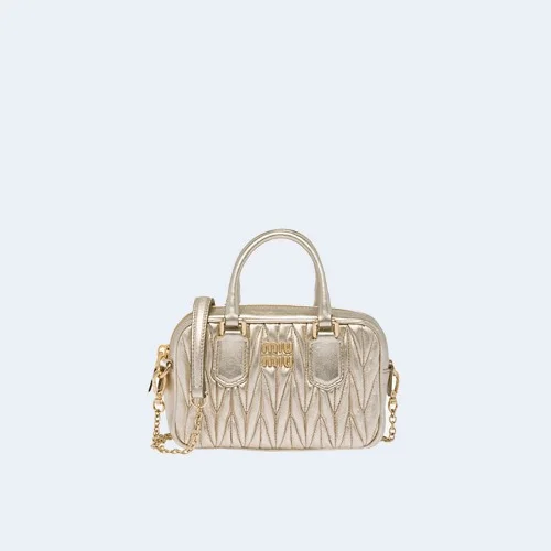 마테라쎄 나파 가죽 탑 핸들 미니백 골드