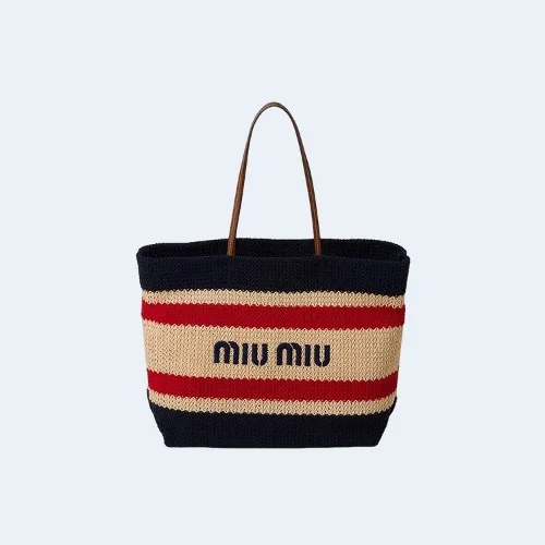 우븐 패브릭 토트백 레드