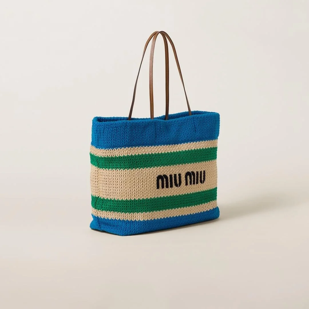 우븐 패브릭 토트백 블루 상세