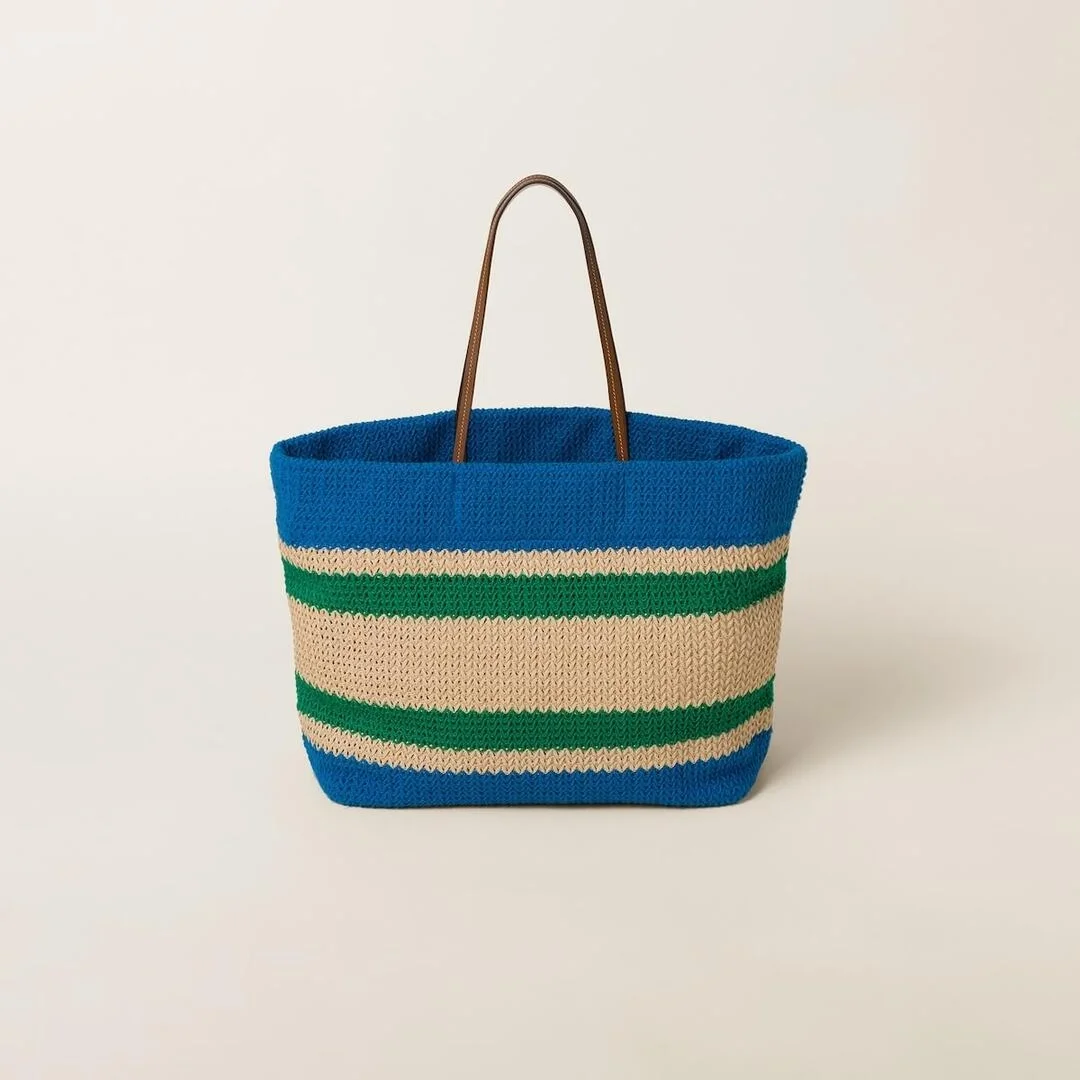 우븐 패브릭 토트백 블루 상세