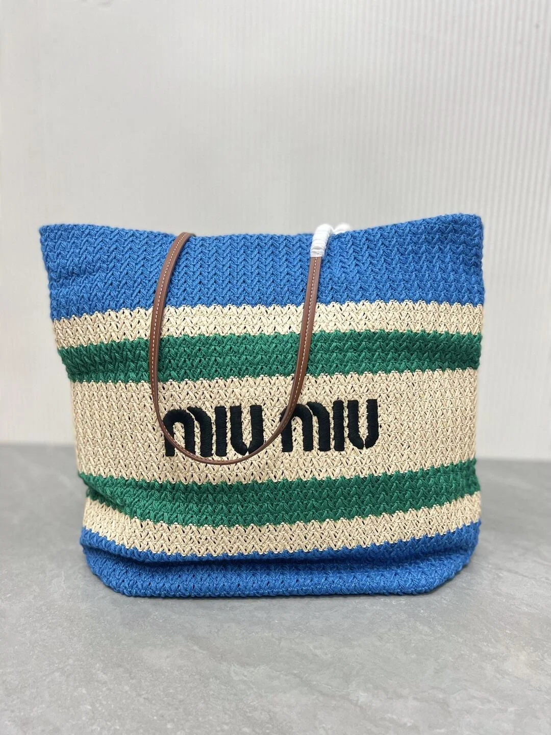 우븐 패브릭 토트백 블루 상세