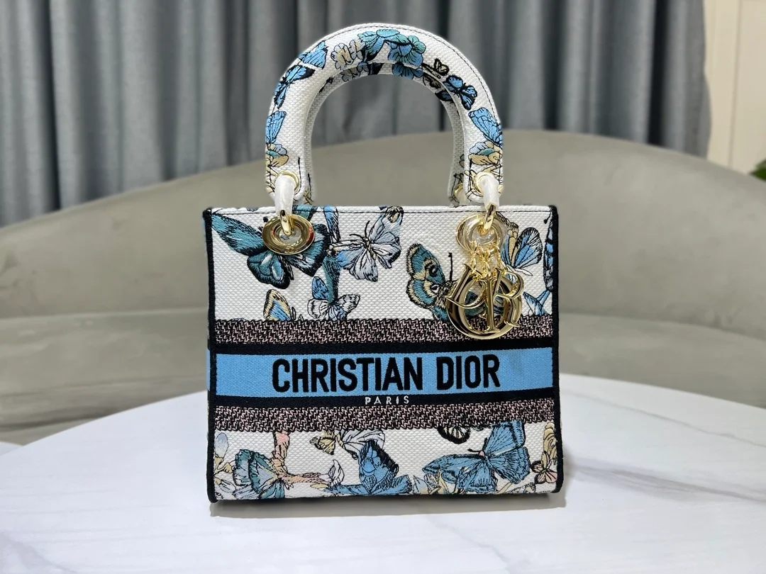 레이디 D-Lite 미디엄 백 화이트 블루 멕시코 상세