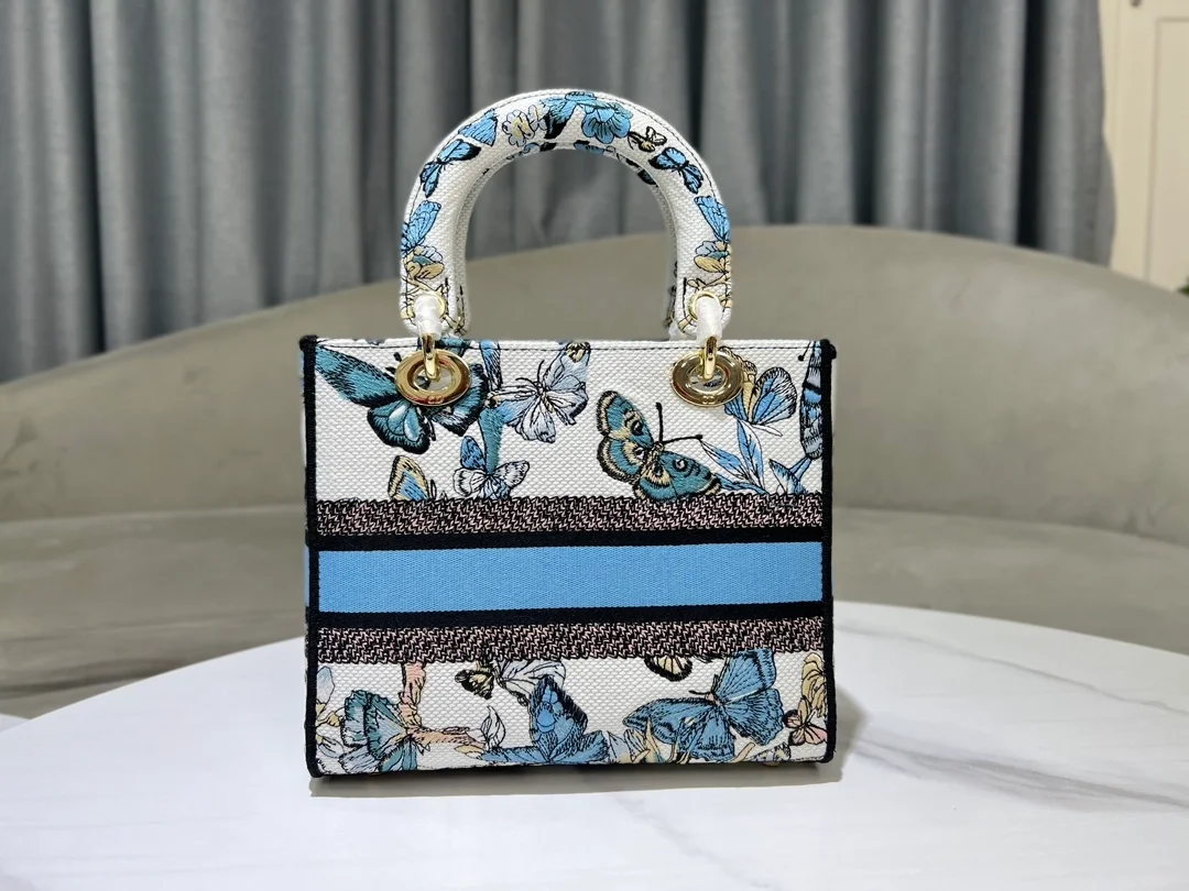 레이디 D-Lite 미디엄 백 화이트 블루 멕시코 상세