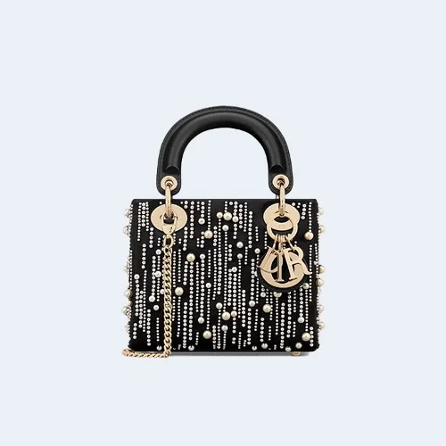 미니 레이디 백 레진 펄 블랙 새틴