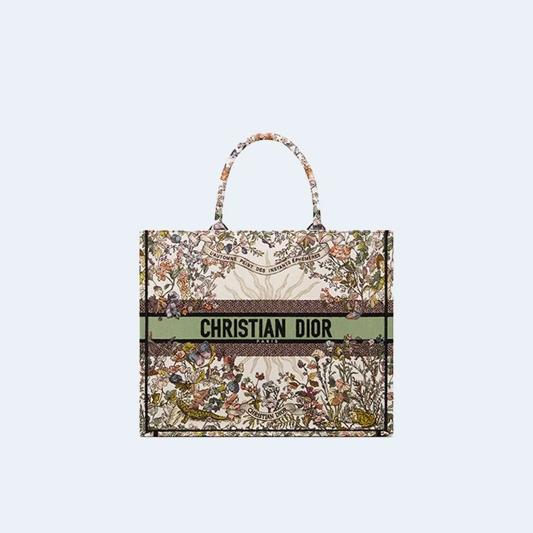 북 에크루 멀티 컬러 자수 토트 라지 백 상세