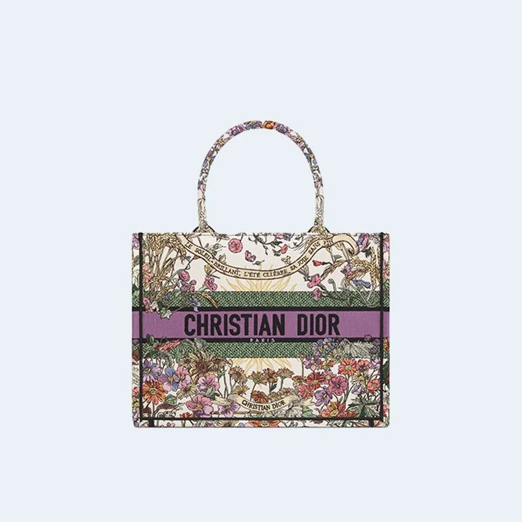 북 에크루 멀티 컬러 자수 토트 미디엄 백 상세