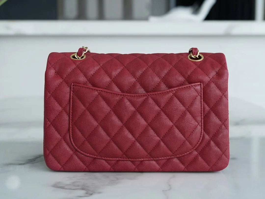 클래식 스몰 카프스킨 버건디 골드 상세