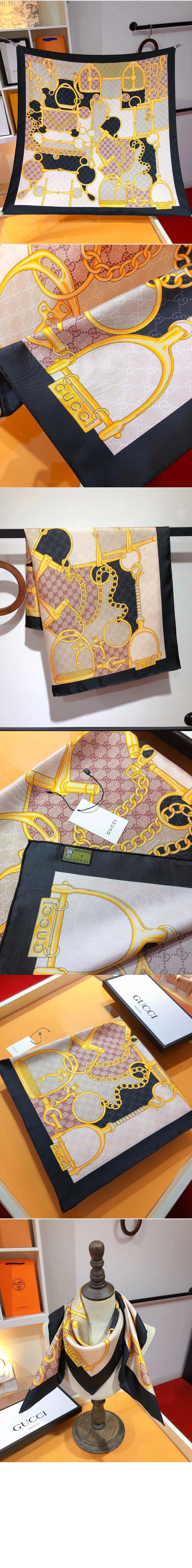 GG 홀스빗 실크 스카프 764655 상세