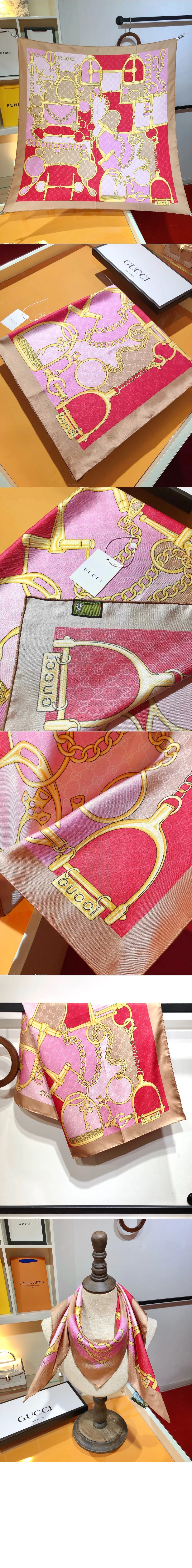 GG 홀스빗 실크 스카프 764655 상세