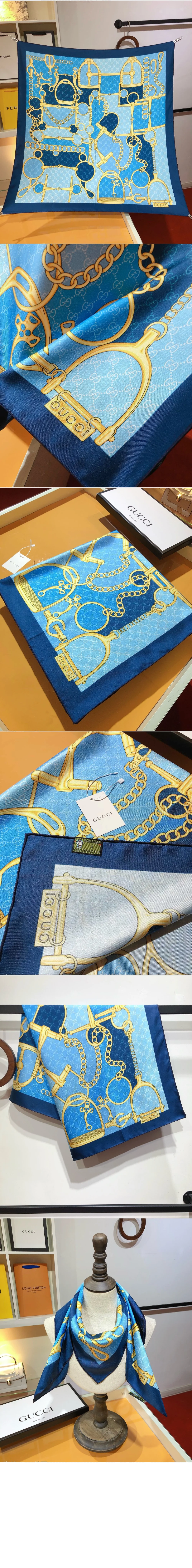 GG 홀스빗 실크 스카프 764655 상세