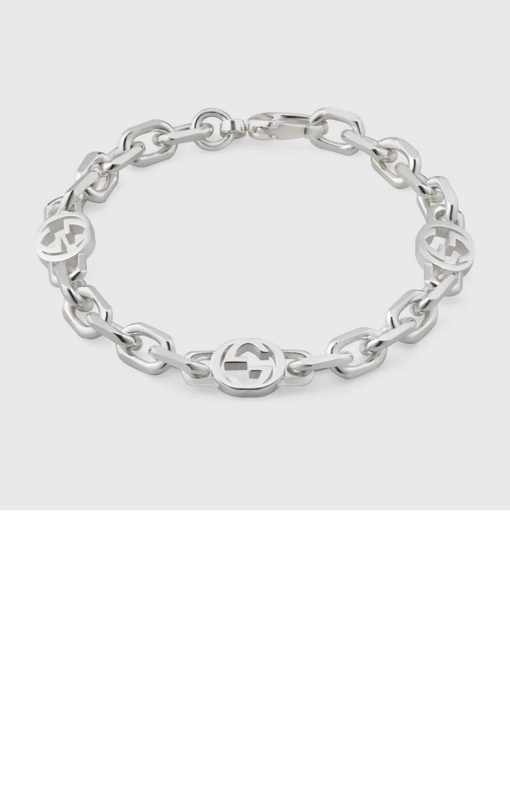 인터로킹 G 디테일의 실버 팔찌 상세