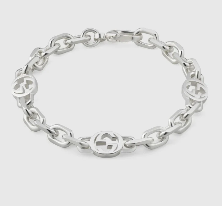 인터로킹 G 디테일의 실버 팔찌