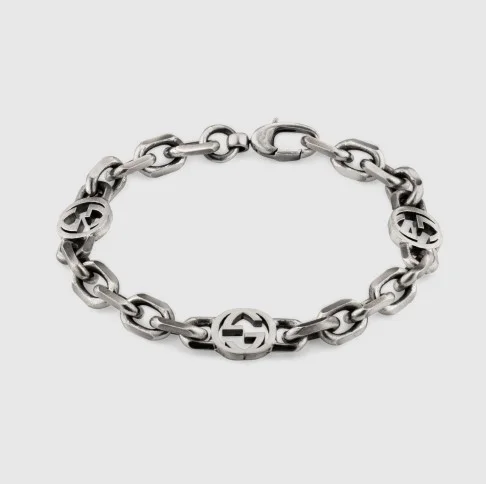 인터로킹 G 디테일의 실버 팔찌