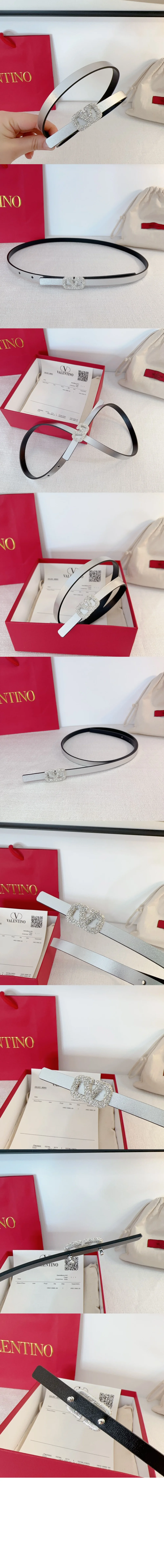 송아지 가죽 V 로고 양면 벨트 (폭 10mm) 상세