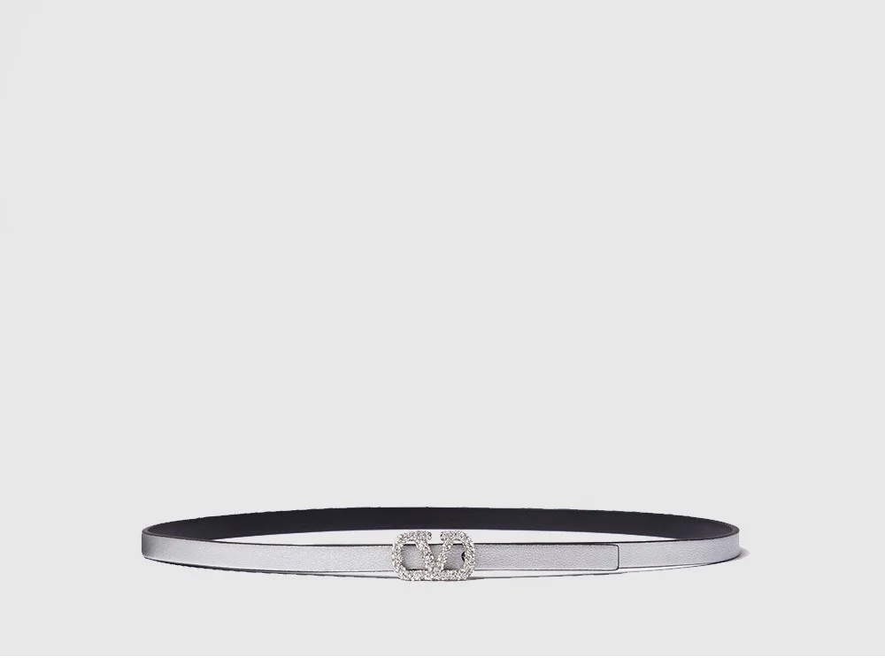 송아지 가죽 V 로고 양면 벨트 (폭 10mm)