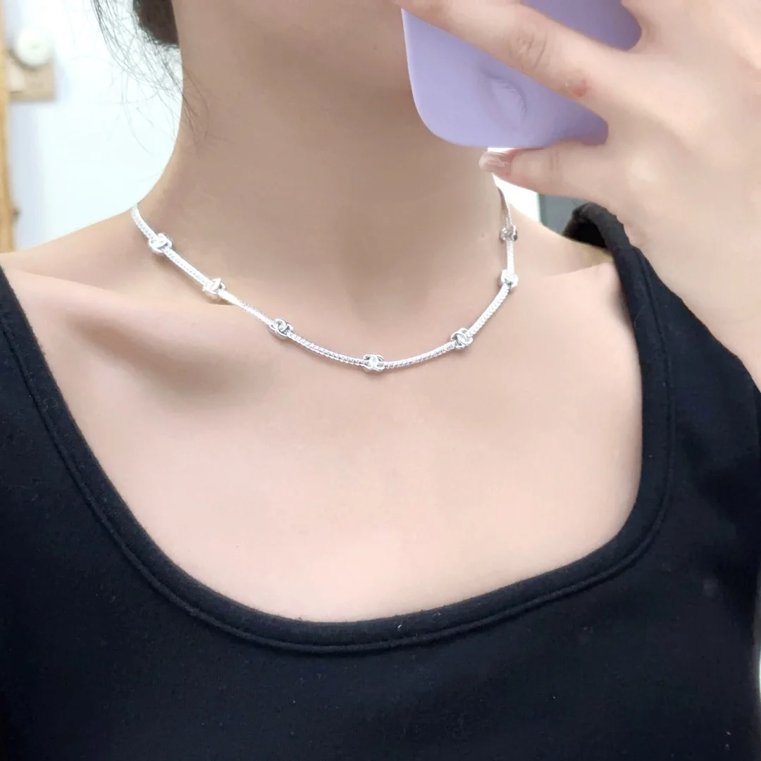 메탈 초커 목걸이 실버 상세