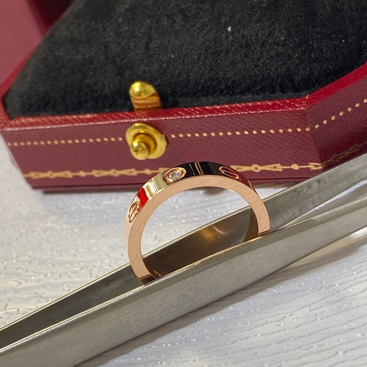 러브 웨딩 핑크 골드 반지 B4050700 상세