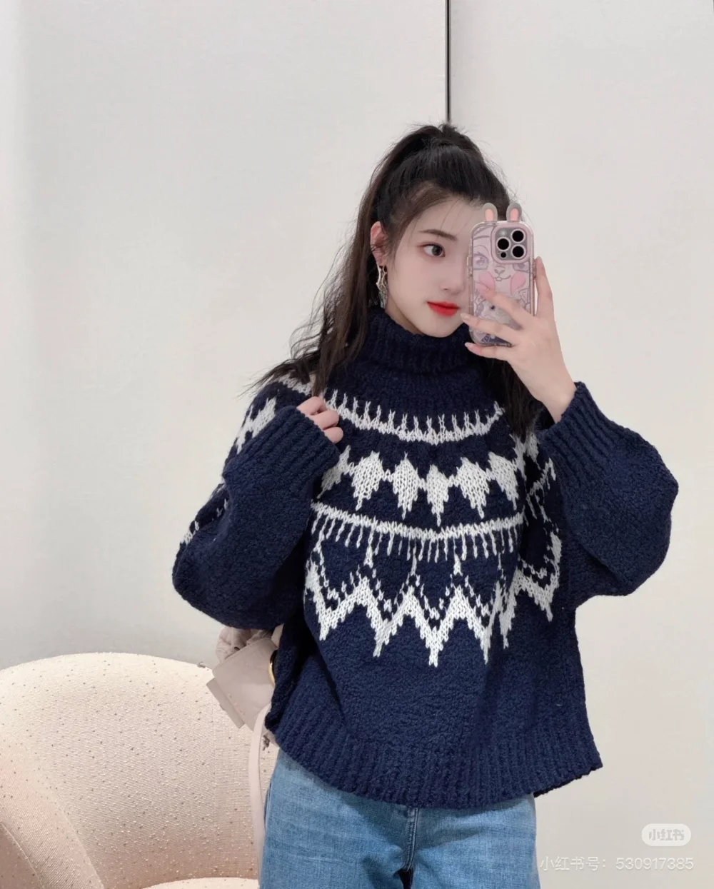 하이넥 울 니트 상세